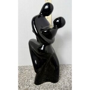 Royal Haeger Black Embracing Couple Sculpture Ceramic Art Pottery 16" Figurine